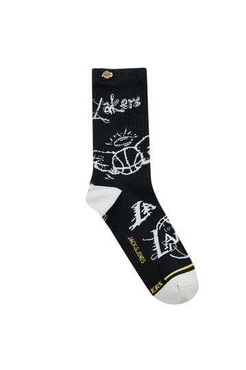 [NBA Collection] Los Angeles Lakers black mid-calf socks (1 pair) 