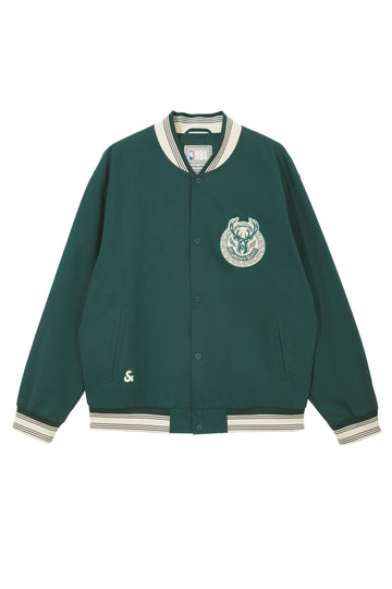 【NBA Collection】NBA Milwaukee Bucks snap-button jacket 